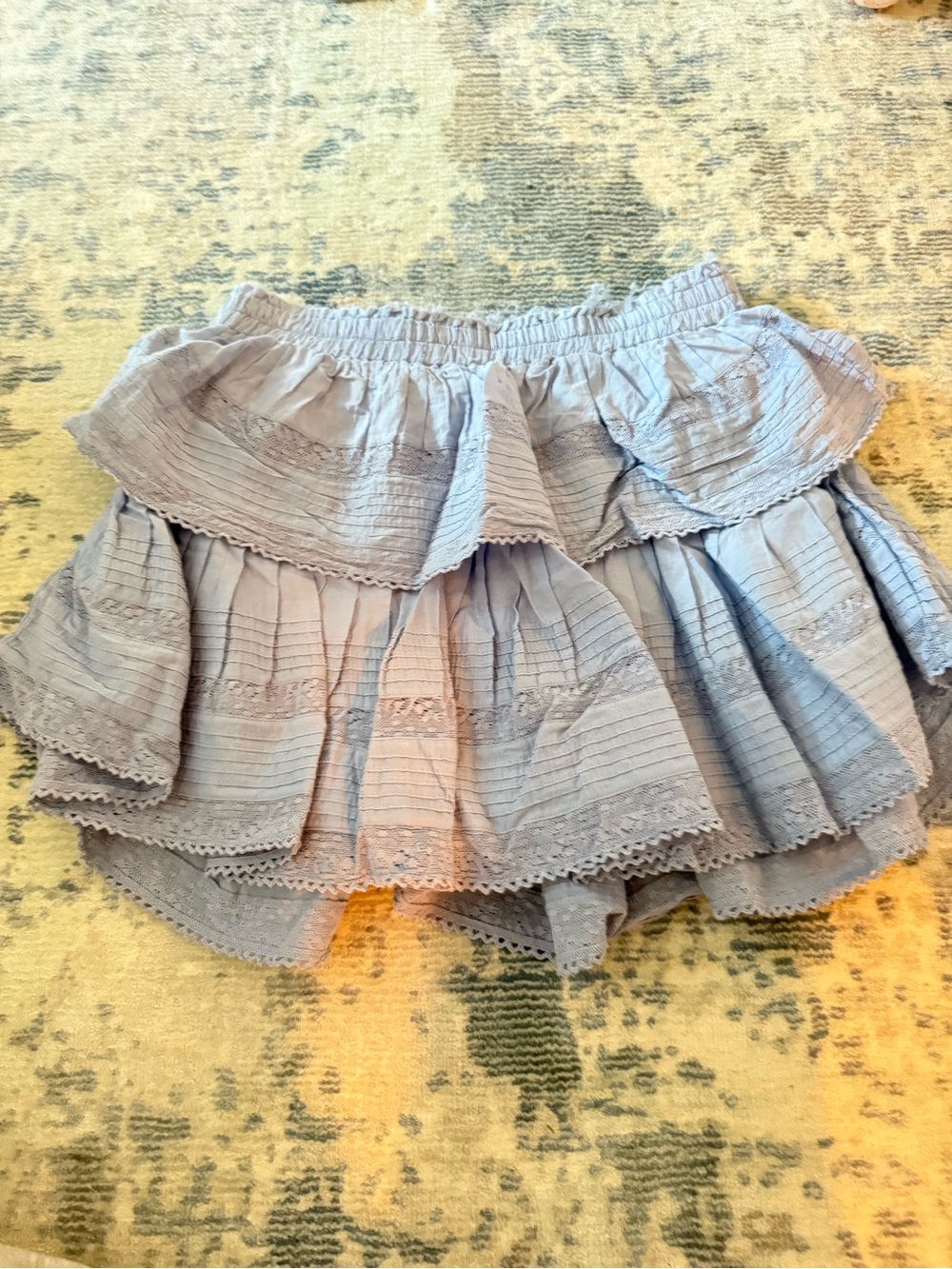 LoveShackFancy Ruffle mini skirt indigo ice blue